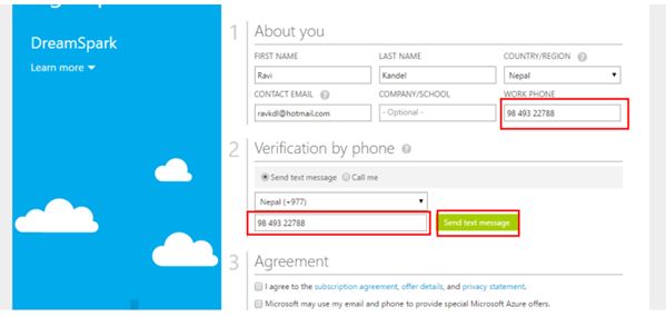 Send text Message button
